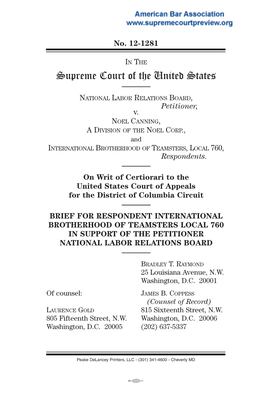 Brief for Respondent International Brotherhood of Teamsters Local 760 in Support of the Petitioner National Labor Relations Board