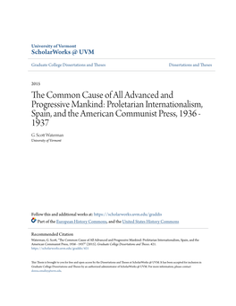 Proletarian Internationalism, Spain, and the American Communist Press, 1936 - 1937 G