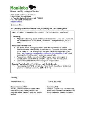 Lymphogranuloma Venereum (LGV) Reporting and Case Investigation