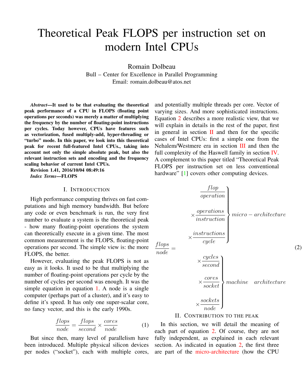 Theoretical Peak FLOPS Per Instruction Set on Modern Intel Cpus