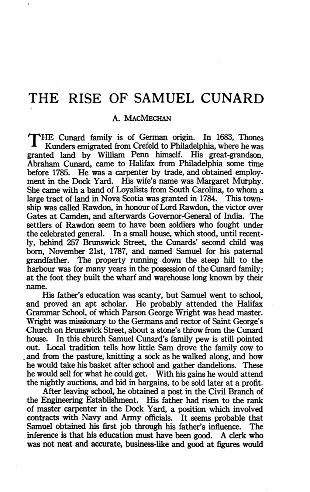 The Rise of Samuel Cunard