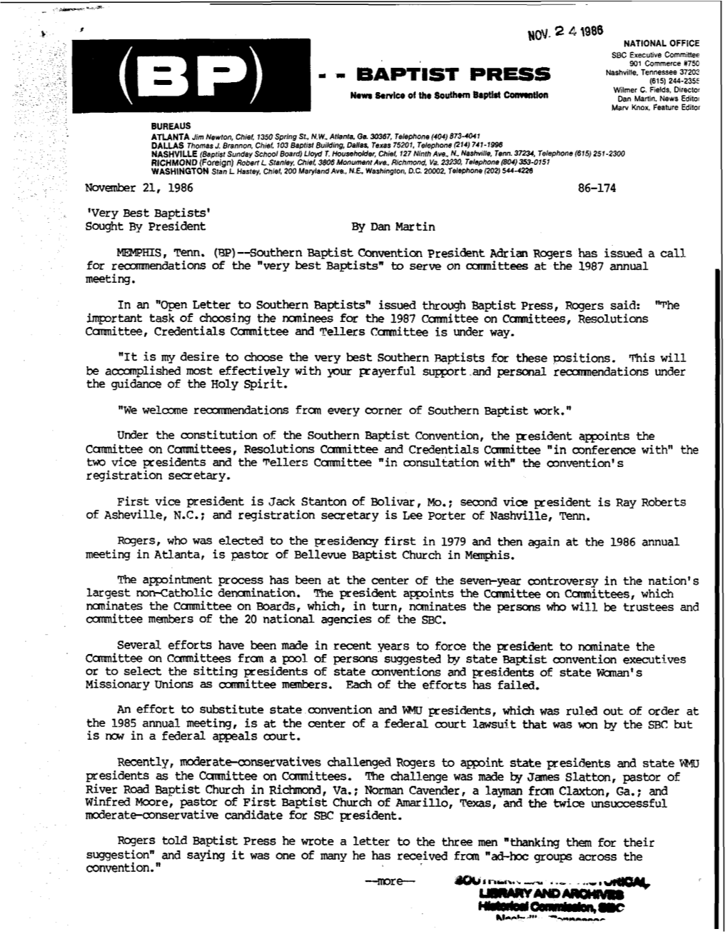 Nyodoj-= ---Hhb*'' ---*---- L ‘ 11/21/86 Page 2 Baptist Press The