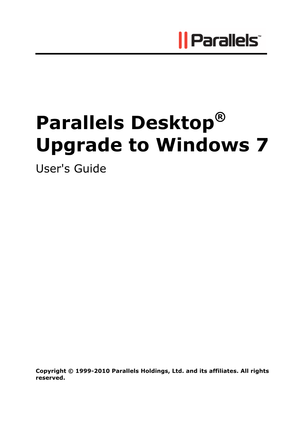 Parallels Desktop® Upgrade to Windows 7 User's Guide