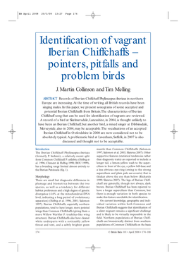 Identification of Vagrant Iberian Chiffchaffs – Pointers, Pitfalls and Problem Birds J