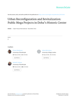 Urban Reconfiguration and Revitalization: Public Mega Projects in Doha’S Historic Center