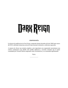 CRONOLOGÍA La Historia De Publicación De Dark Reign