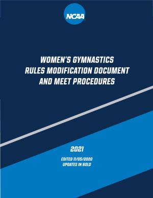 Women's Gymnastics Rules Modification Document and Meet