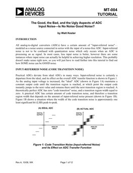 MT-004: the Good, the Bad, and the Ugly Aspects of ADC Input Noise-Is