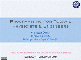 Programming for Today's Physicists & Engineers