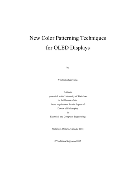 New Color Patterning Techniques for OLED Displays