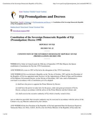 Fiji Promulgations and Decrees