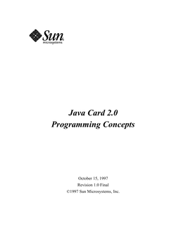 Java Card 2.0 Programming Concepts