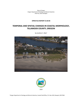 DOGAMI Open-File Report O-20-04, Temporal and Spatial Changes in Coastal Morphology, Tillamook County, Oregon