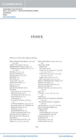The Israel-Palestine Conflict 3Rd Edition Index More Information
