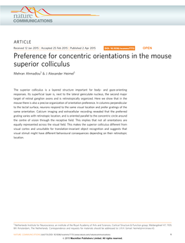 Preference for Concentric Orientations in the Mouse Superior Colliculus