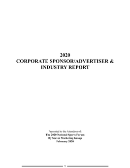 2020 Corporate Sponsor/Advertiser & Industry Report