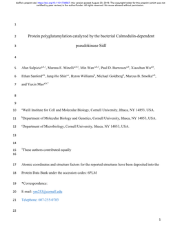 Protein Polyglutamylation Catalyzed by the Bacterial Calmodulin-Dependent