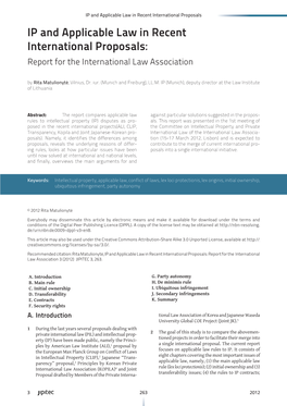 IP and Applicable Law in Recent International Proposals