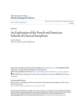 An Exploration of the French and American Schools of Classical Saxophone Sarah E
