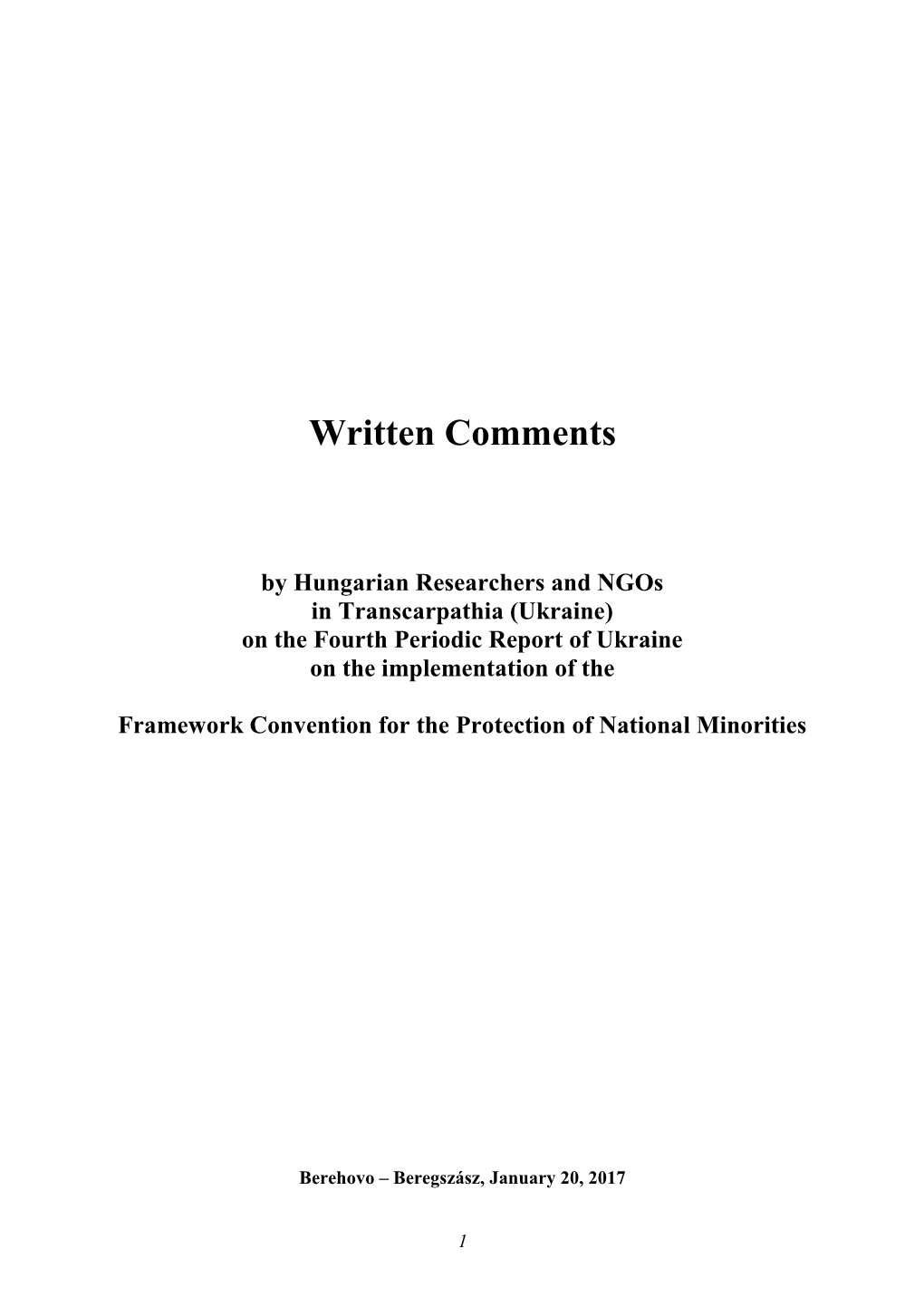 Ukraine) on the Fourth Periodic Report of Ukraine on the Implementation of The