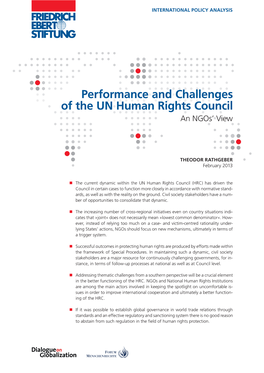 Performance and Challenges of the UN Human Rights Council an Ngos’ View