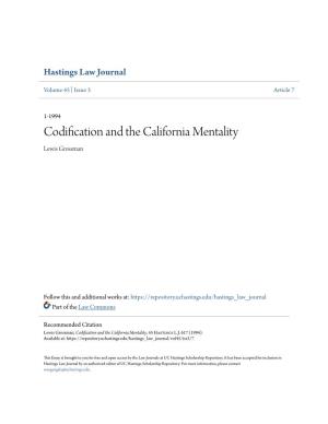 Codification and the California Mentality Lewis Grossman
