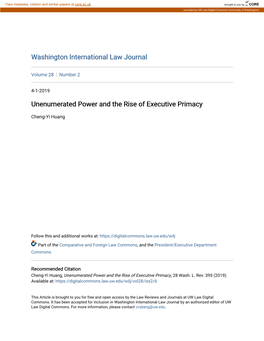 Unenumerated Power and the Rise of Executive Primacy