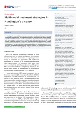 Multimodal Treatment Strategies in Huntington's Disease
