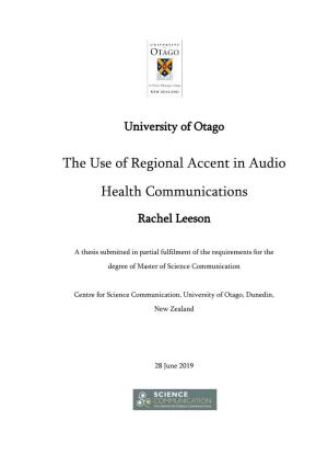 The Use of Regional Accent in Audio Health Communications