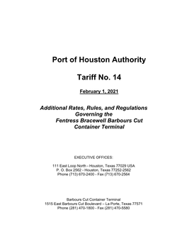 Port of Houston Authority Tariff No. 14