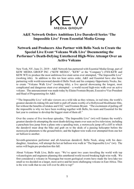 A&E Network Orders Ambitious Live Daredevil Series 'The Impossible Live' from Essential Media Group Network and Producer