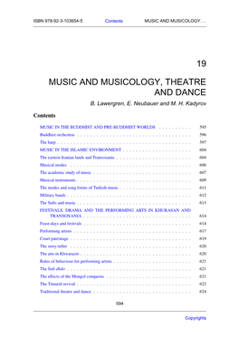 19 Music and Musicology, Theatre and Dance