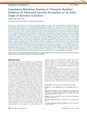 Evidence of Advanced Sensory Perception at an Early Stage of Amniote Evolution Johannes Mu¨ Ller*, Linda A