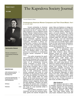 The Kapralova Society Journal Fall 2008