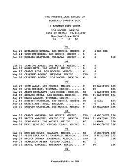 The Professional Record of Humberto Zorrita Soto H