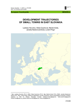 Development Trajectories of Small Towns in East Slovakia