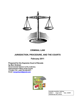 Criminal Law Jurisdiction, Procedure, and the Courts