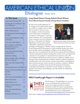 In This Issue IHEU Freethought Report Is Available