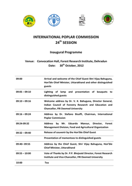 Inaugural Programme