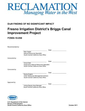 Fresno Irrigation District's Briggs Canal Improvement Project