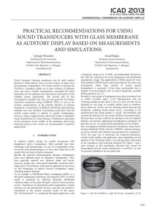 Practical Recommendations for Using Sound Transducers