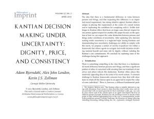 Kantian Decision Making Under Uncertainty: Dignity, Price, And