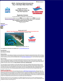 SOLO - 3Rd Annual Swim Around Lido Key, 7-Mile Open Water Swim Race