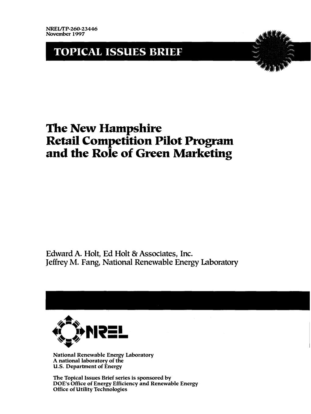The New Hampshire Retail Competition Pilot Program and the Role of Green Marketing
