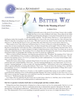 What Is the Meaning of Love? by Robert Perry 1 Circle Mailbox 9 What Is the Meaning of Love? Circle News 12 by Robert Perry