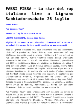 FABRI FIBRA &#8211; La Star Del Rap Italiano Live A