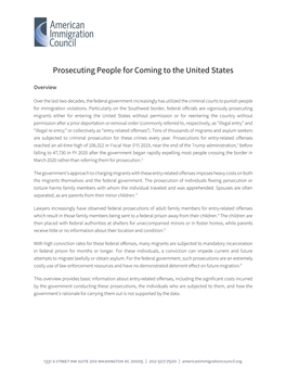Prosecuting People for Coming to the United States