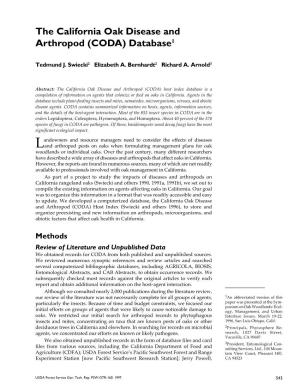 The California Oak Disease and Arthropod (CODA) Database1