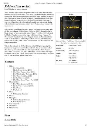 X-Men (Film Series) - Wikipedia, the Free Encyclopedia X-Men (Film Series) from Wikipedia, the Free Encyclopedia