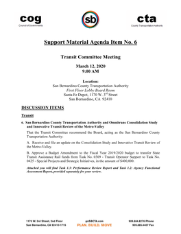 Support Material Agenda Item No. 6
